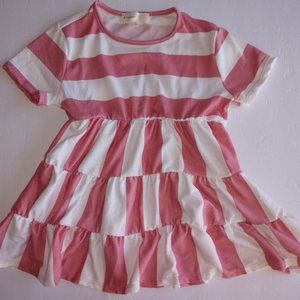 Coral Pink and White Baby Doll Style Top with Short Sleeves Girl's Size L NWT